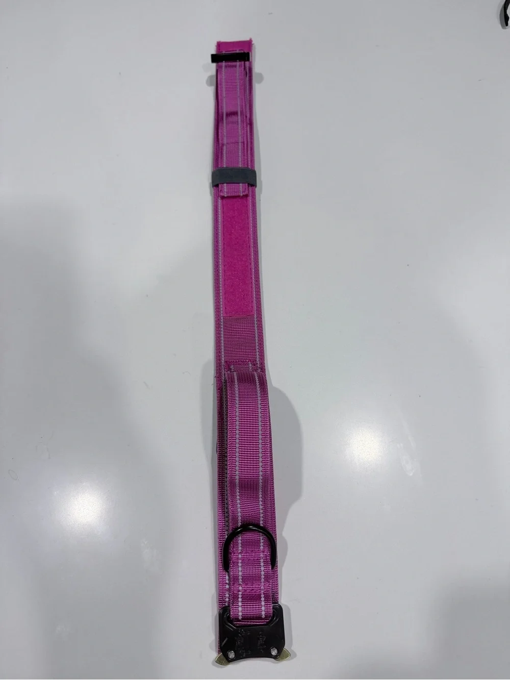Pink Reflective Dog Collar with Metal Buckle